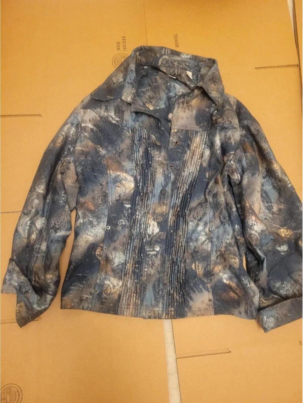 Coldwater Creek Blue and gold button-up jacket unique design  Size W 24l